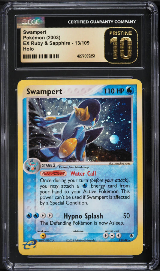 2003 POKEMON EX RUBY & SAPPHIRE HOLO SWAMPERT #13 CGC 10 PRISTINE