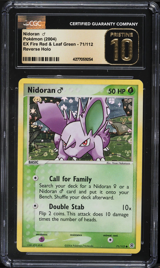 2004 POKEMON EX FIRE RED & LEAF GREEN REVERSE HOLO NIDORAN #71 CGC 10 PRISTINE