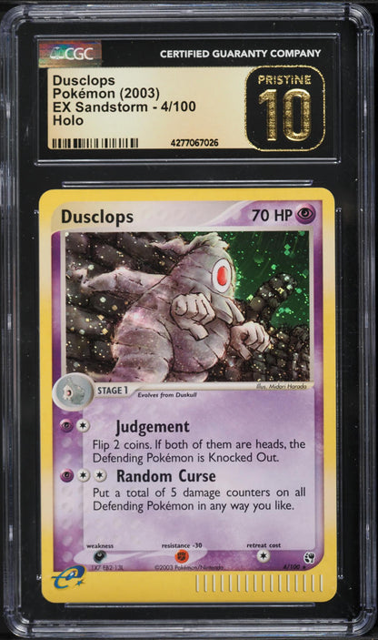 2003 POKEMON EX SANDSTORM HOLO DUSCLOPS #4 CGC 10 PRISTINE