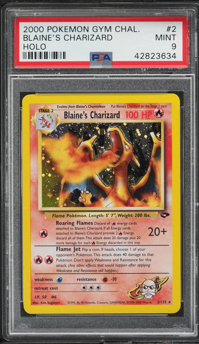 2000 POKEMON GYM CHALLENGE CORRECTED SYMBOL HOLO BLAINE'S CHARIZARD #2 PSA 9