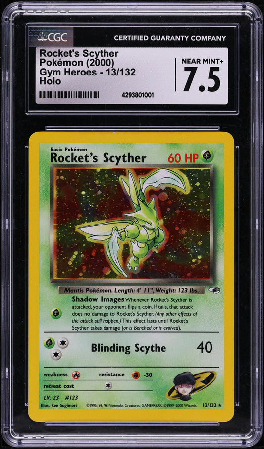 2000 POKEMON GYM HEROES HOLO ROCKET'S SCYTHER #13 CGC 7.5 NRMT+