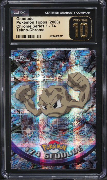 2000 TOPPS CHROME POKEMON SERIES 1 TEKNO GEODUDE #74 CGC 10 PRISTINE