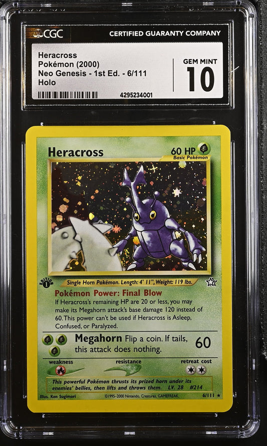 2000 POKEMON NEO GENESIS 1ST EDITION HOLO HERACROSS #6 CGC 10