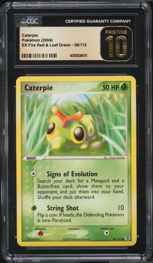 2004 POKEMON EX FIRE RED & GREEN LEAF CATERPIE #56 CGC 10 PRISTINE