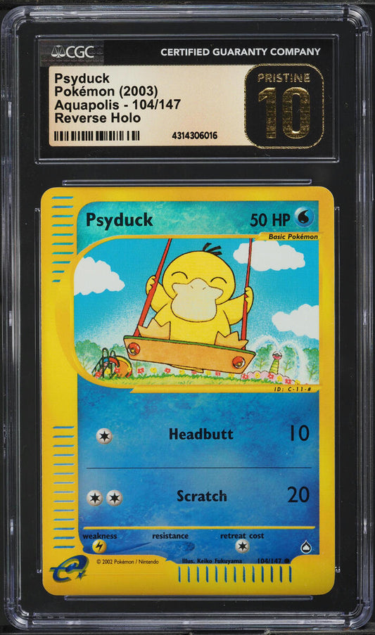 2003 POKEMON AQUAPOLIS REVERSE HOLO PSYDUCK #104 CGC 10 GEM MINT