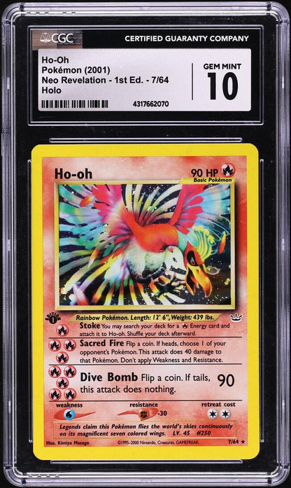 2001 POKEMON NEO REVELATION 1ST EDITION HOLO HO-OH #7 CGC 10 GEM MINT