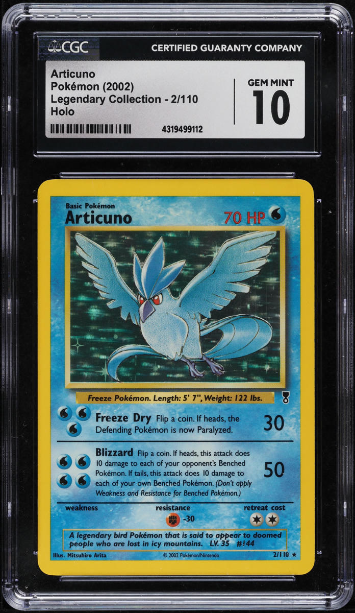 2002 POKEMON LEGENDARY COLLECTION HOLO ARTICUNO #2 CGC 10 GEM MINT