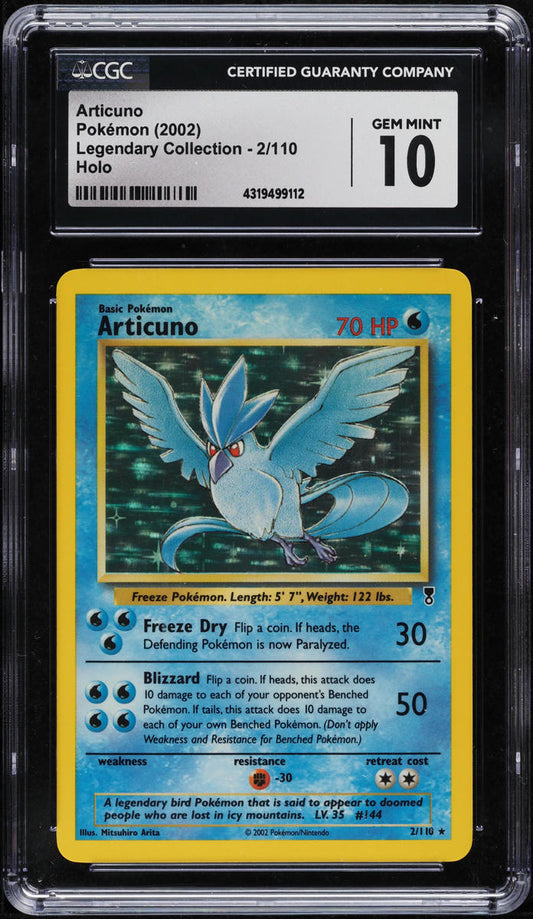 2002 POKEMON LEGENDARY COLLECTION HOLO ARTICUNO #2 CGC 10 GEM MINT