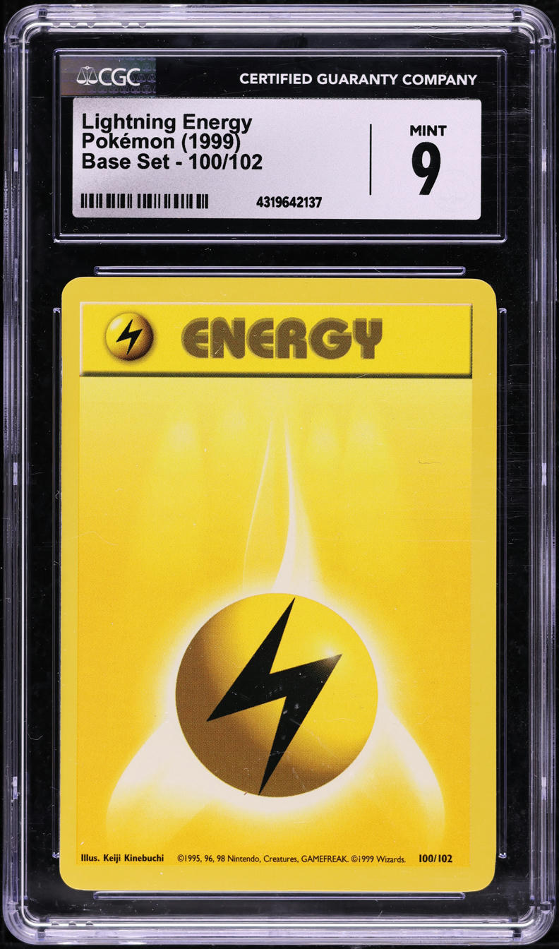 1999 POKEMON BASE SET LIGHTNING ENERGY #100 CGC 9 MINT