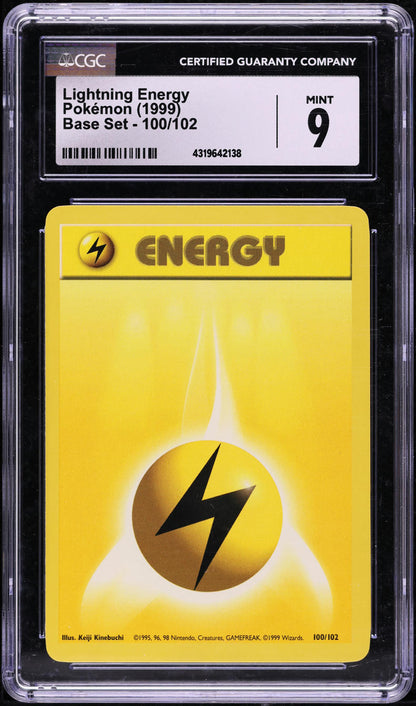 1999 POKEMON BASE SET LIGHTNING ENERGY #100 CGC 9 MINT