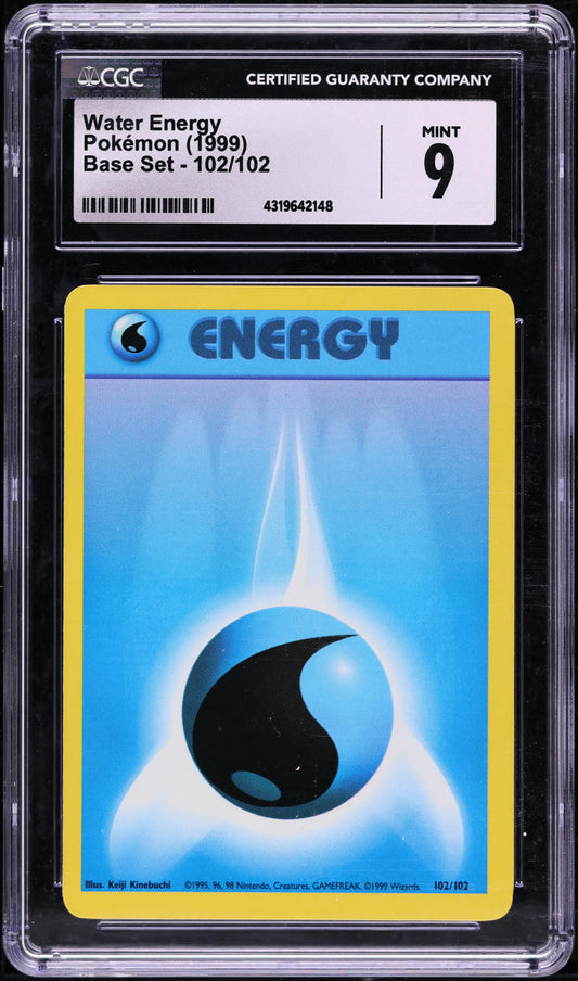 1999 POKEMON BASE SET WATER ENERGY #102 CGC 9 MINT