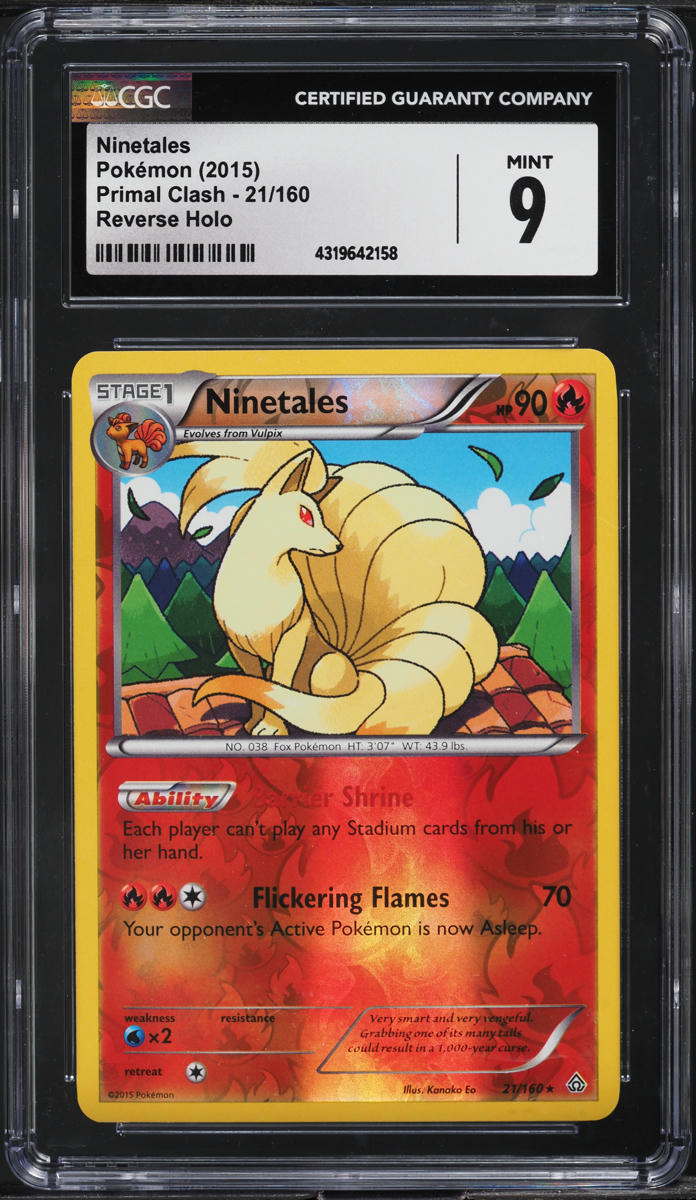 2015 POKEMON PRIMAL CLASH REVERSE HOLO NINETALES #21 CGC 9 MINT