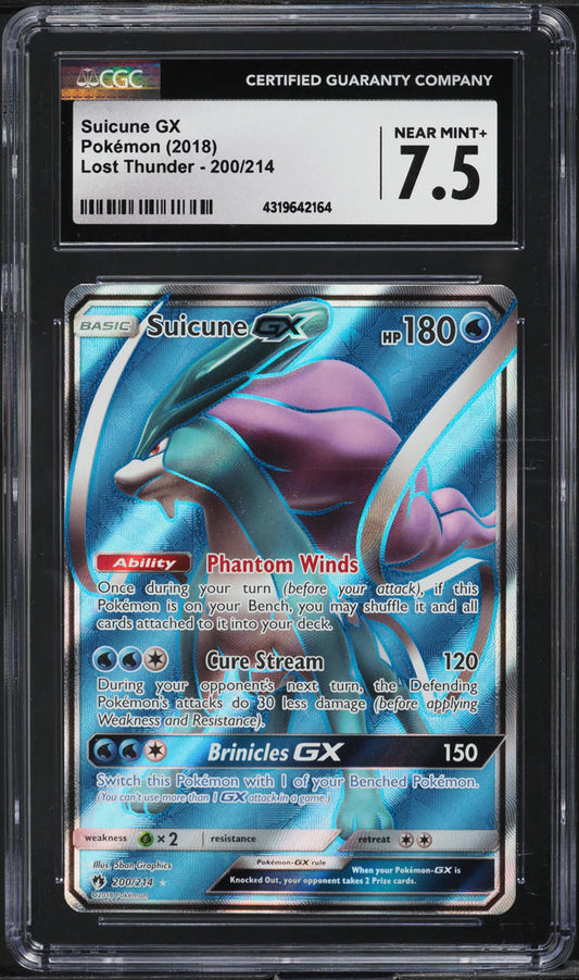 2018 POKEMON LOST THUNDER ULTRA RARE HOLO SUICUNE GX #200 CGC 7.5