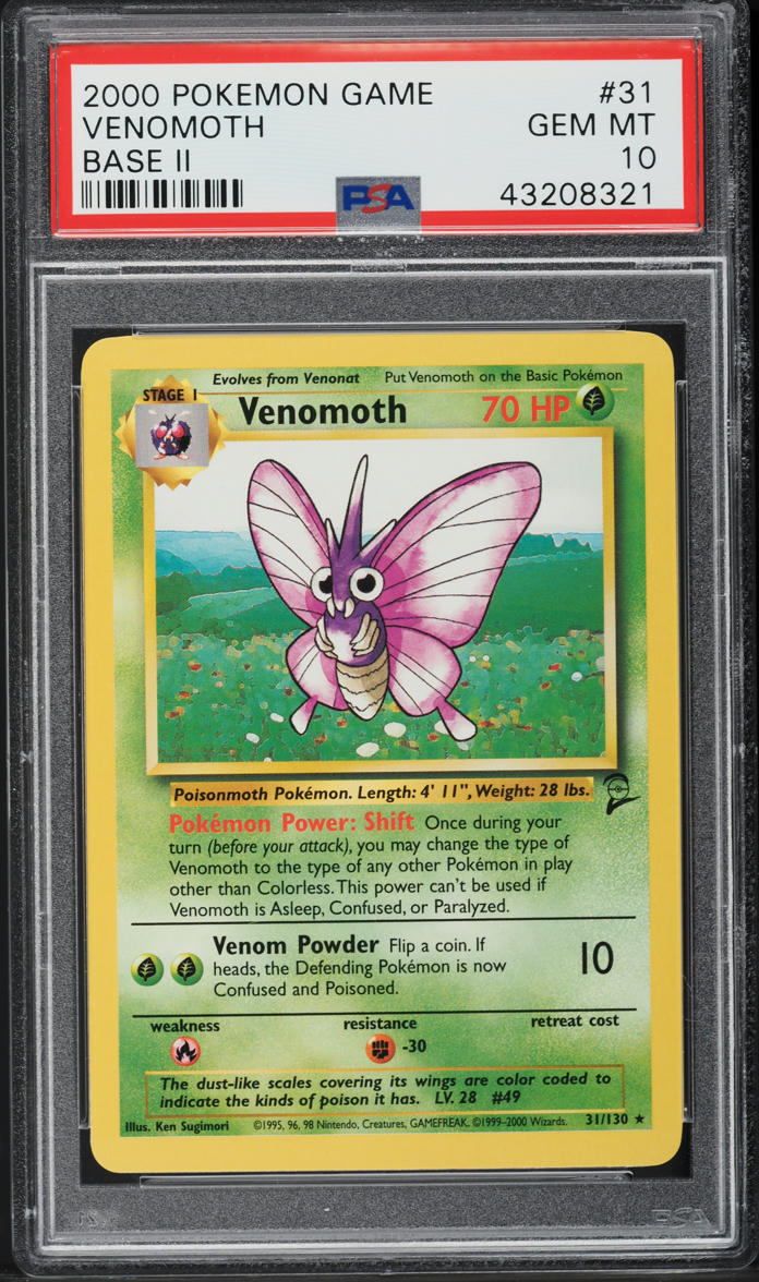 2000 POKEMON BASE SET 2 VENOMOTH #31 PSA 10 GEM MINT