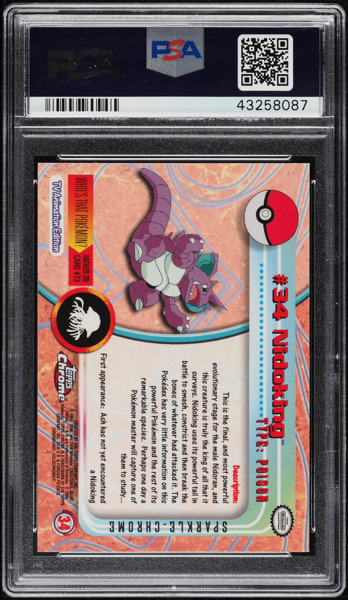 2000 TOPPS CHROME POKEMON SERIES 1 SPARKLE NIDOKING #34 PSA 10 GEM MINT