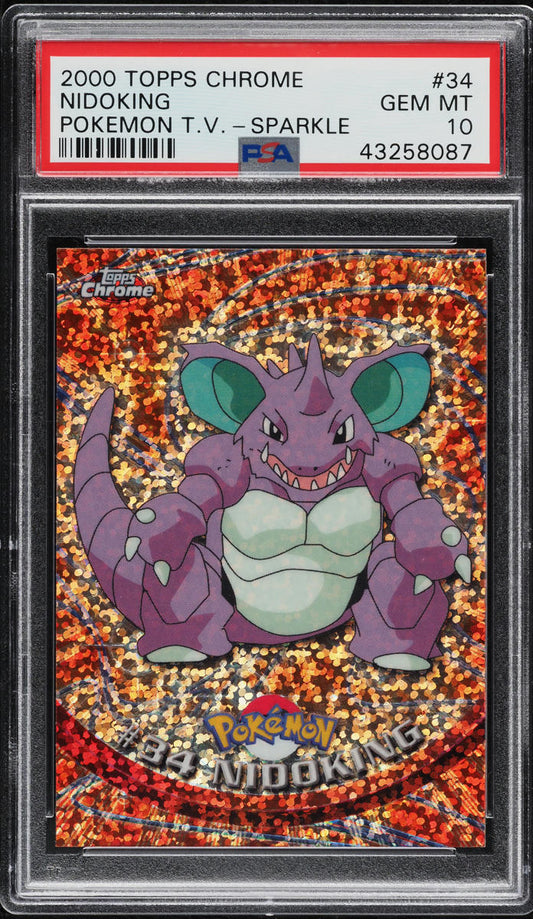 2000 TOPPS CHROME POKEMON SERIES 1 SPARKLE NIDOKING #34 PSA 10 GEM MINT