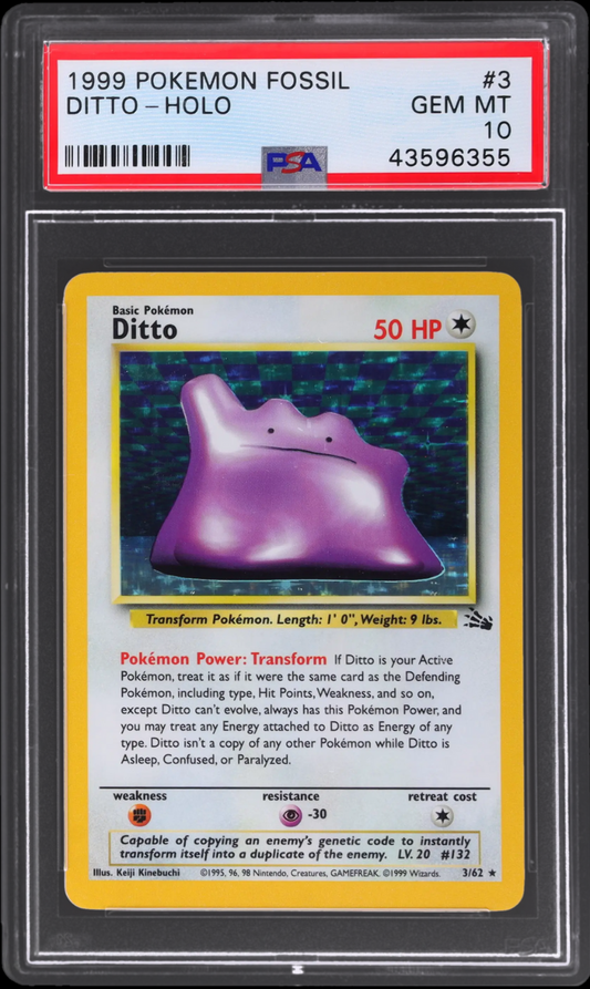 1999 POKEMON FOSSIL HOLO DITTO #3 PSA 10