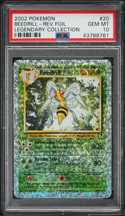 2002 POKEMON LEGENDARY COLLECTION REVERSE HOLO BEEDRILL #20 PSA 10 GEM MINT