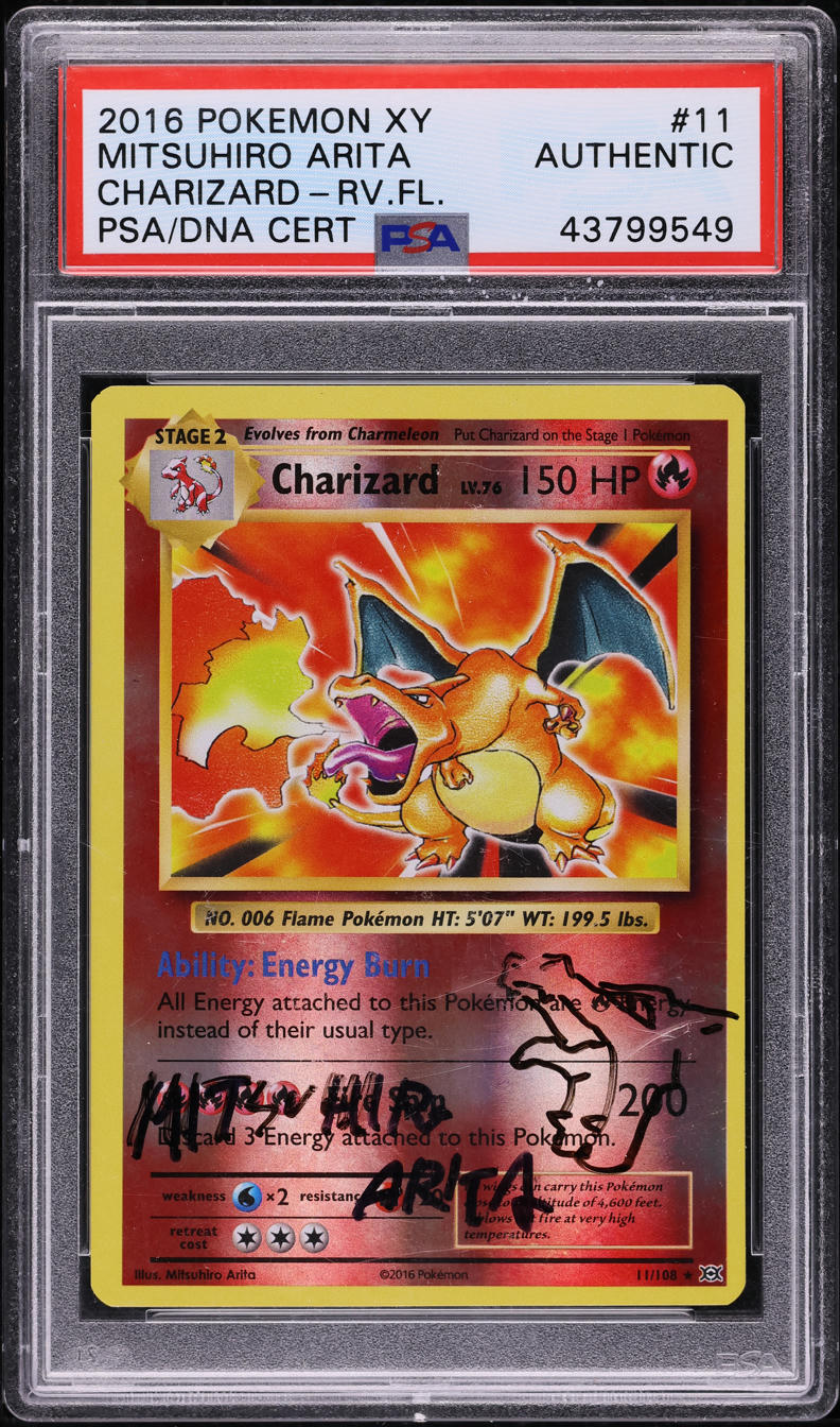 2016 POKEMON XY REVERSE HOLO CHARIZARD #11 ARITA AUTO PSA AUTHENTIC