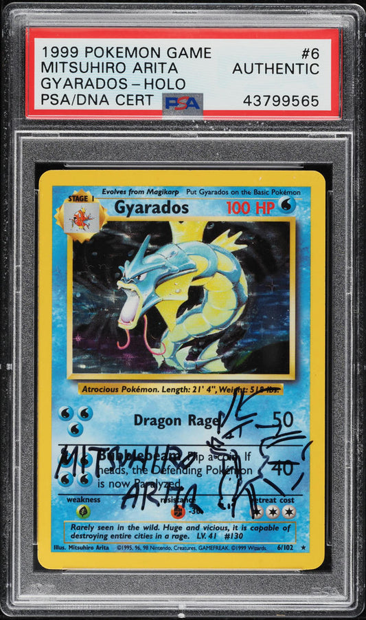 1999 POKEMON BASE SET HOLO GYARADOS #6 ARITA AUTO PSA AUTH