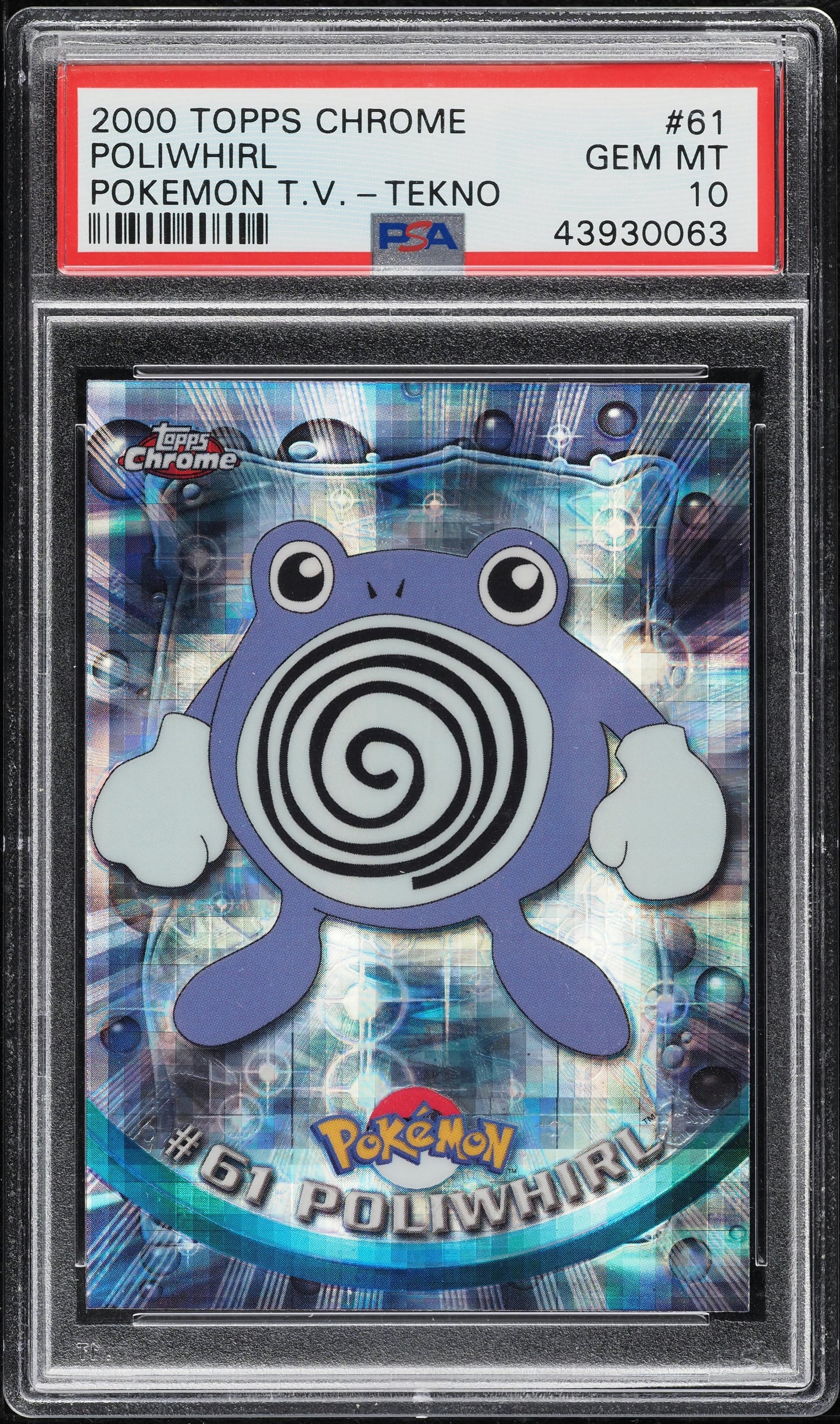 2000 TOPPS CHROME POKEMON TV TEKNO POLIWHIRL #61 PSA 10 GEM MINT