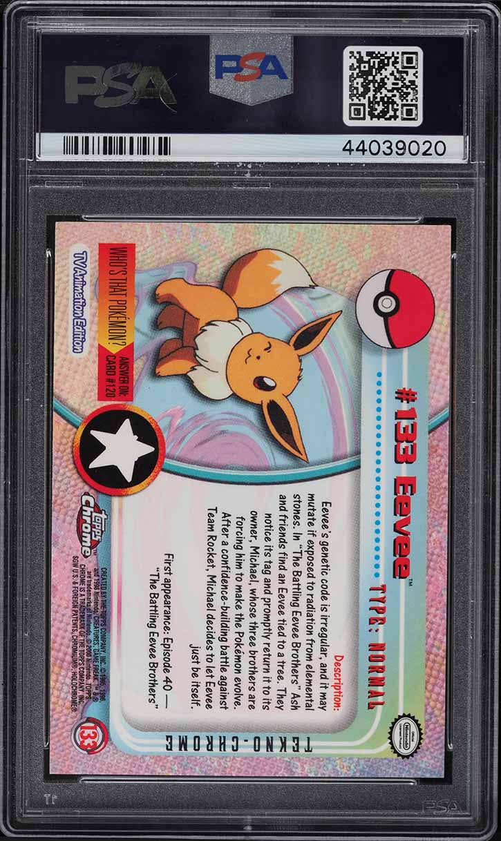 2000 TOPPS CHROME POKEMON SERIES 2 TEKNO EEVEE #133 PSA 10 GEM MINT