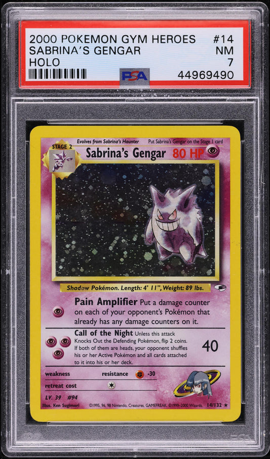 2000 POKEMON GYM HEROES HOLO SABRINA'S GENGAR #14 PSA 7 NRMT