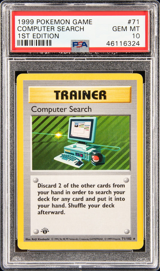 1999 POKEMON BASE SET SHADOWLESS 1ST EDITION COMPUTER SEARCH #71 PSA 10 GEM MINT