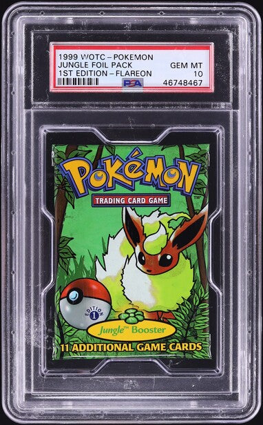 1999 POKEMON JUNGLE 1ST EDITION FLAREON BOOSTER PACK PSA 10