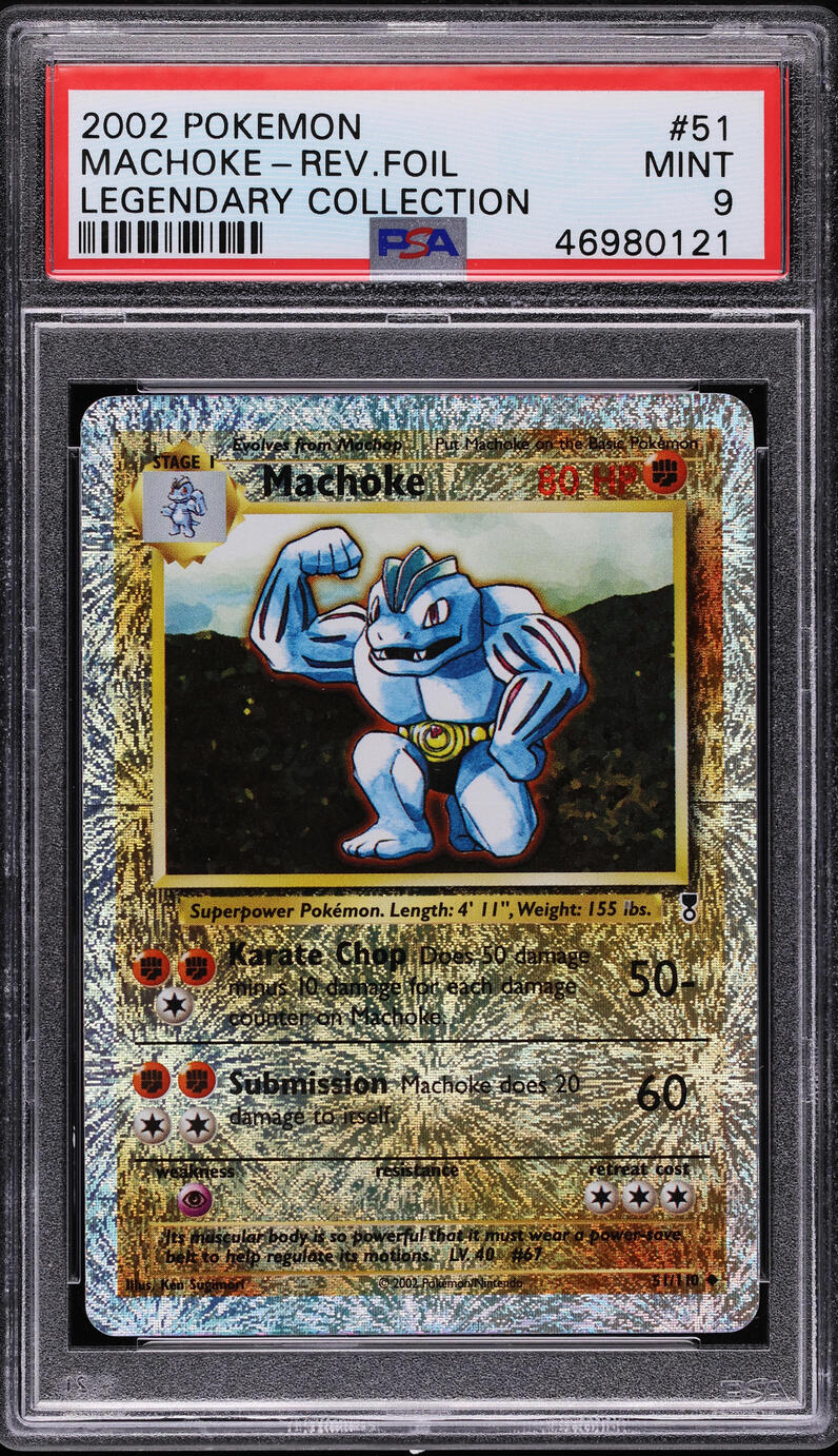 2002 POKEMON LEGENDARY COLLECTION REVERSE HOLO MACHOKE #51 PSA 9 MINT