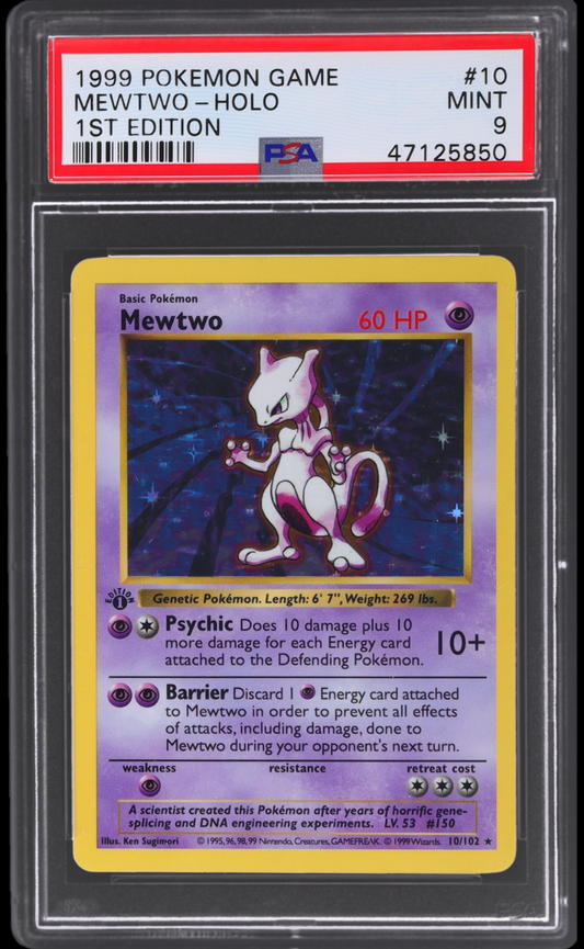 1999 POKEMON BASE SET 1ST EDITION HOLO MEWTWO #10 PSA 9