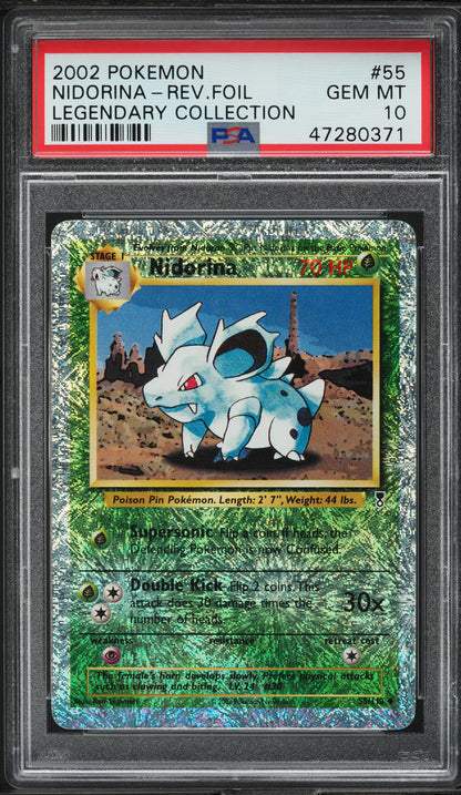 2002 POKEMON LEGENDARY COLLECTION REVERSE HOLO NIDORINA #55 PSA 10 GEM MINT