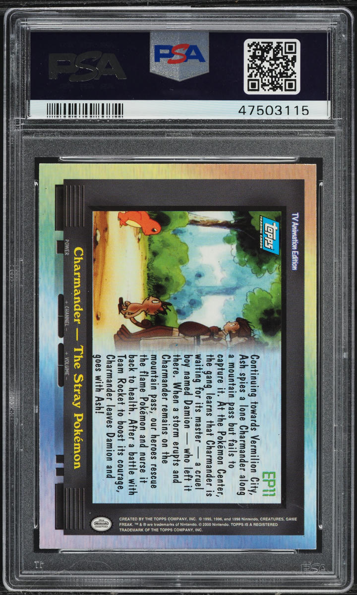 2000 TOPPS POKEMON TV ANIMATION SERIES 2 FOIL CHARMANDER #EP11 PSA 9 MINT