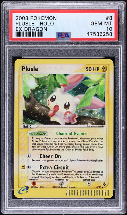 2003 POKEMON EX DRAGON HOLO PLUSLE #8 PSA 10 GEM MINT