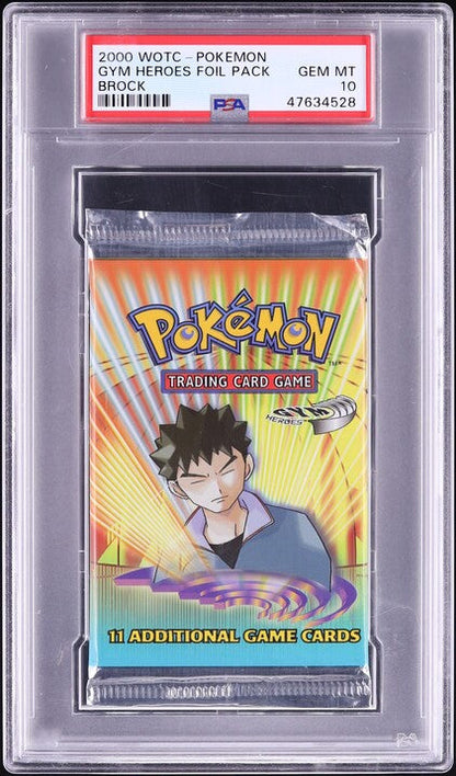 2000 POKEMON GYM HEROES BROCK BOOSTER PACK PSA 10 GEM MINT