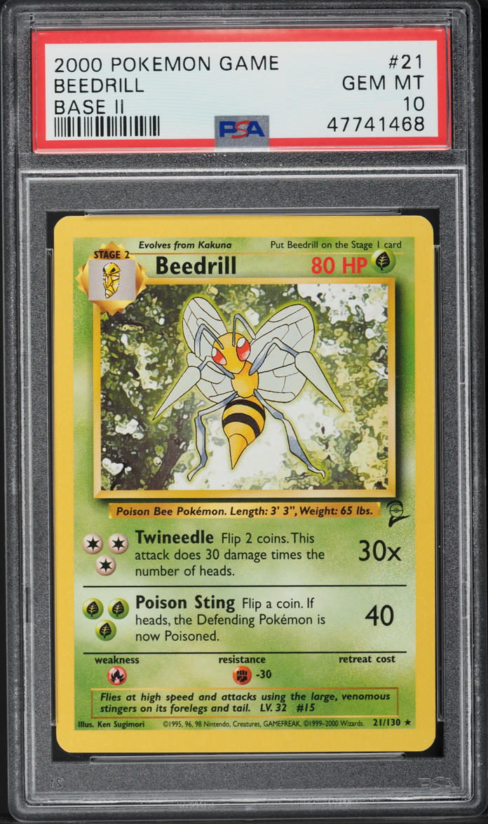 2000 POKEMON BASE SET 2 BEEDRILL #21 PSA 10 GEM MINT