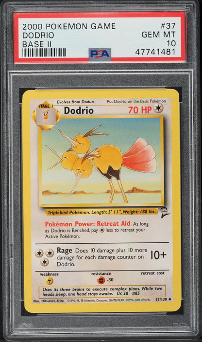 2000 POKEMON BASE SET 2 DODRIO #37 PSA 10 GEM MINT