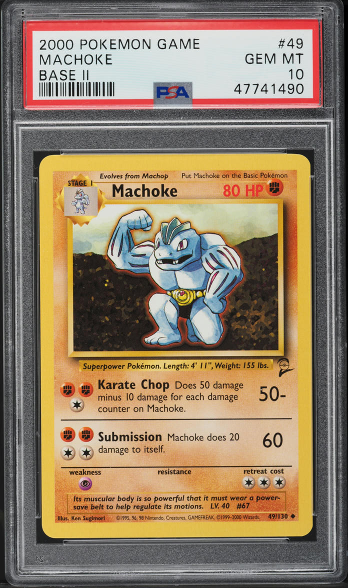 2000 POKEMON BASE SET 2 MACHOKE #49 PSA 10 GEM MINT