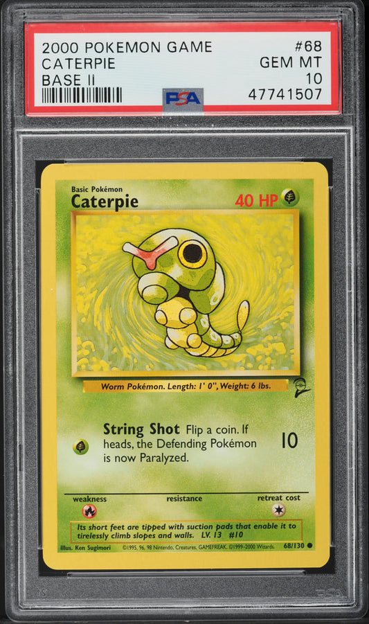 2000 POKEMON BASE SET 2 CATERPIE #68 PSA 10 GEM MINT