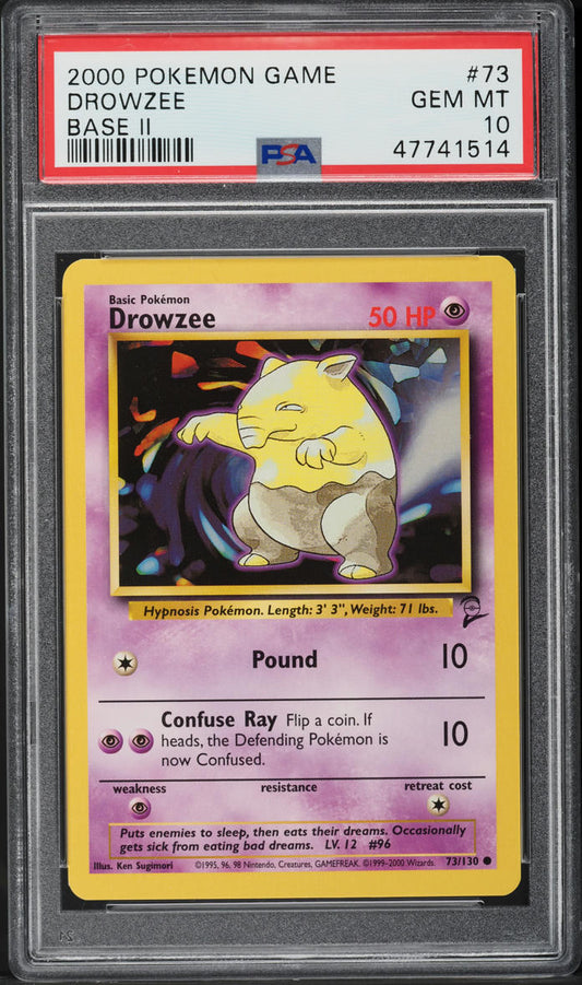 2000 POKEMON BASE SET 2 DROWZEE #73 PSA 10 GEM MINT