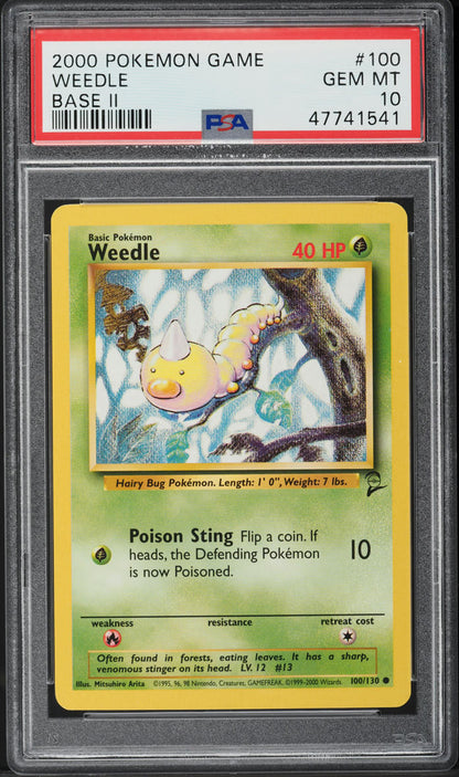 2000 POKEMON BASE SET 2 WEEDLE #100 PSA 10 GEM MINT