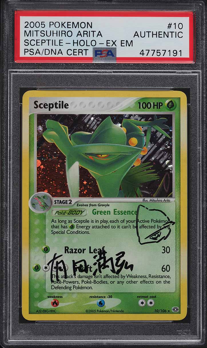 2005 POKEMON EX EMERALD HOLO SCEPTILE MITSUHIRO ARITA PSA/DNA AUTO #10 PSA AUTH