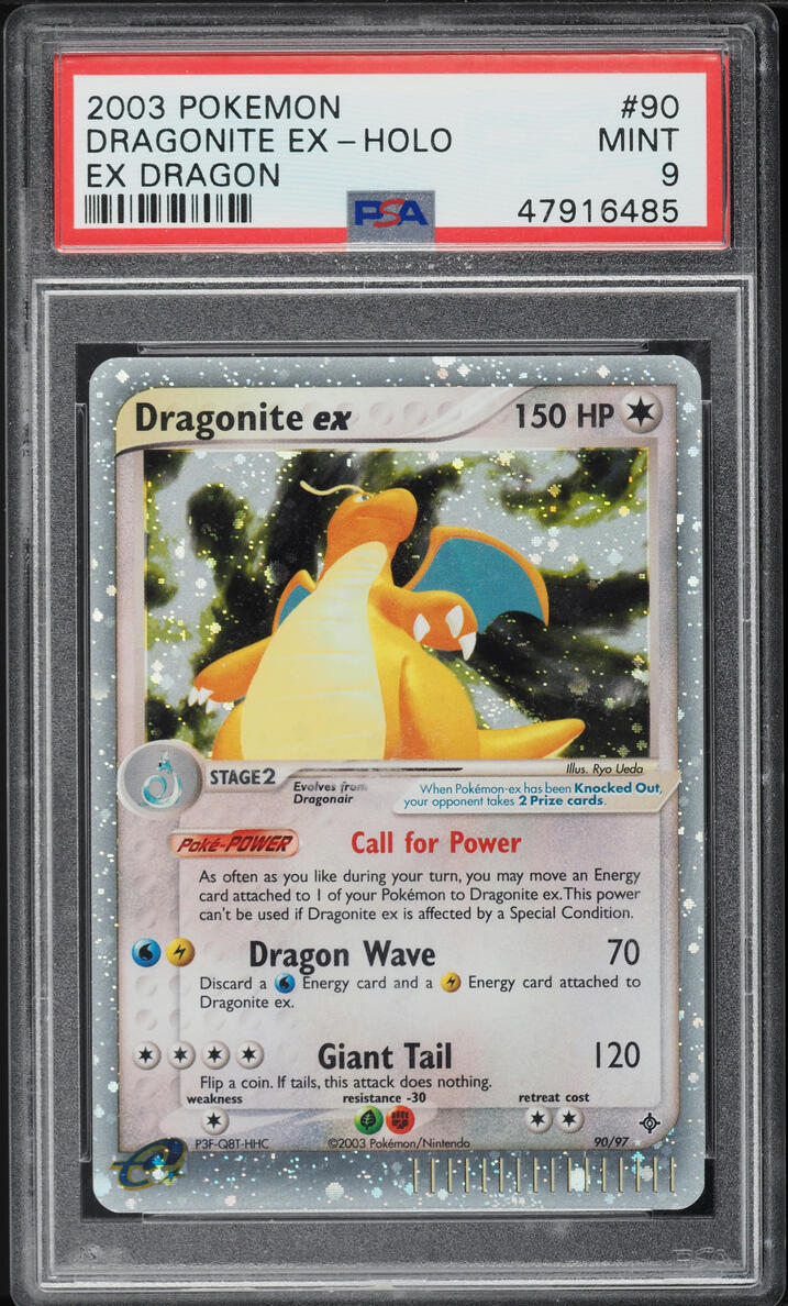 2003 POKEMON EX DRAGON HOLO DRAGONITE EX #90 PSA 9 MINT