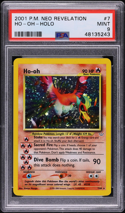 2001 POKEMON NEO REVELATION HOLO HO-OH #7 PSA 9 MINT