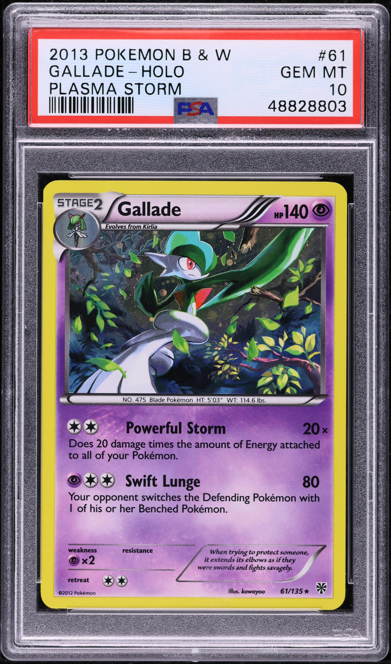 2013 POKEMON BLACK & WHITE PLASMA STORM HOLO GALLADE #61 PSA 10 GEM MINT