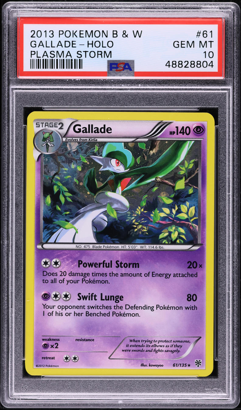 2013 POKEMON BLACK & WHITE PLASMA STORM HOLO GALLADE #61 PSA 10 GEM MINT
