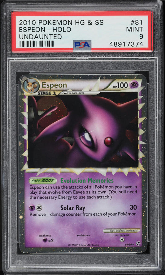 2010 POKEMON HEARTGOLD & SOULSILVER UNDAUNTED HOLO ESPEON PRIME #81 PSA 9