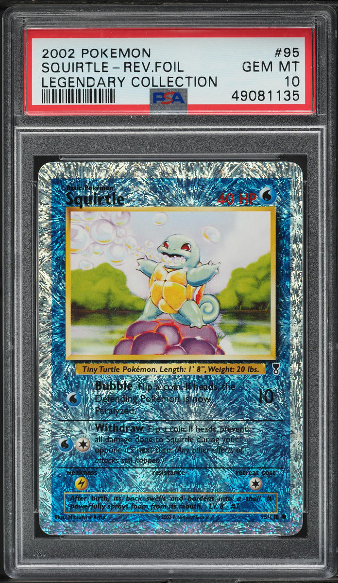 2002 POKEMON LEGENDARY COLLECTION REVERSE HOLO SQUIRTLE #95 PSA 10 GEM MINT