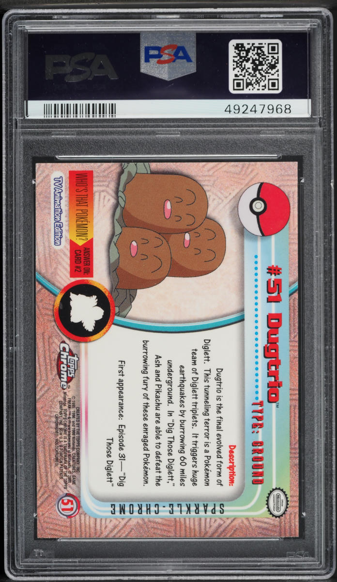 2000 TOPPS CHROME POKEMON SERIES 1 SPARKLE DUGTRIO #51 PSA 10 GEM MINT