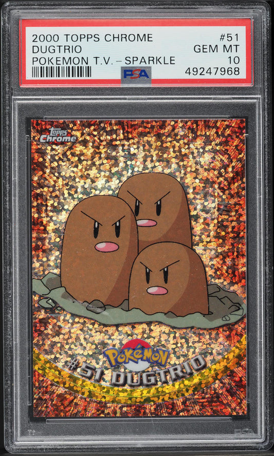 2000 TOPPS CHROME POKEMON SERIES 1 SPARKLE DUGTRIO #51 PSA 10 GEM MINT